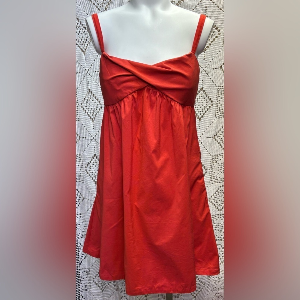 Diane Von Furstenberg Red Cotton Baby Doll Dress Size 4